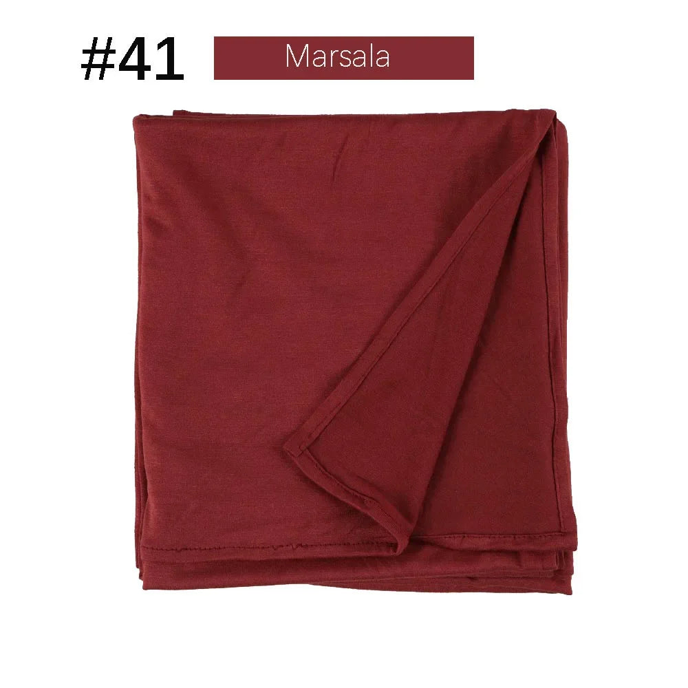 Muslim Women Stretchy Jersey Hijab Plain Cotton Jersey Hijabs Islamic Soft Turban Head Wraps Headscarf 170X60cm