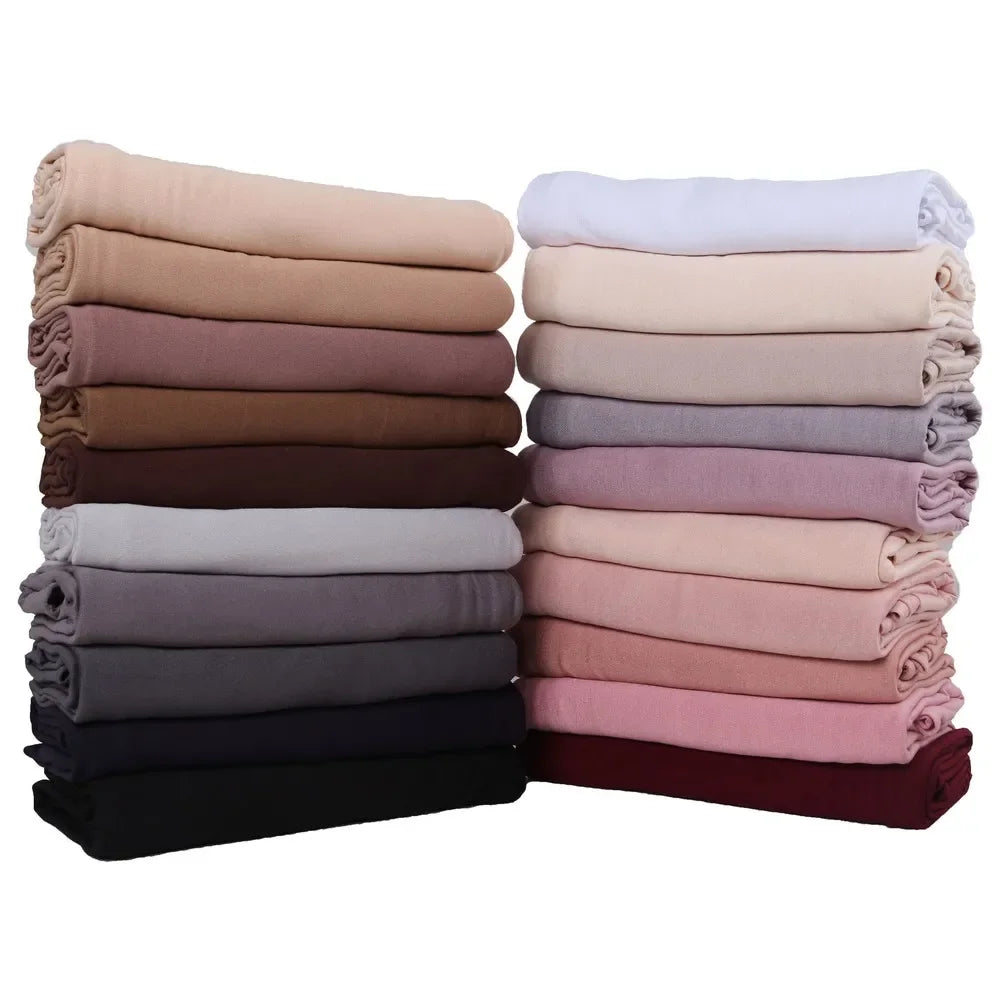 Muslim Women Stretchy Jersey Hijab Plain Cotton Jersey Hijabs  Islamic Soft Turban Head Wraps Headscarf 170X60cm