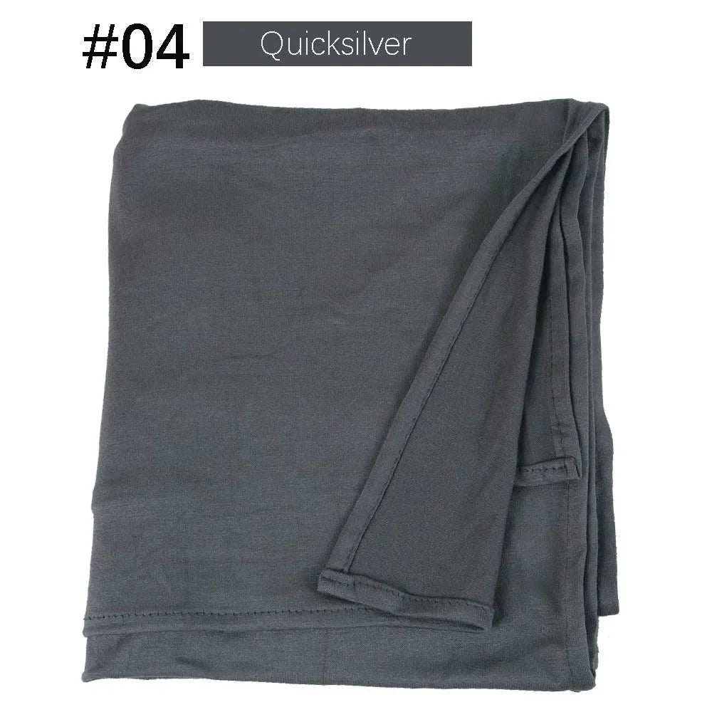Muslim Women Stretchy Jersey Hijab Plain Cotton Jersey Hijabs  Islamic Soft Turban Head Wraps Headscarf 170X60cm