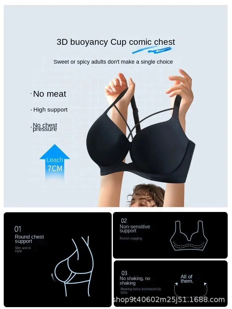 Large Size Seamless Lingerie for Women Thin and Sexy Bra Comfortable Top Up Push-up  Anti Sagging Sports Breast Collection Bras