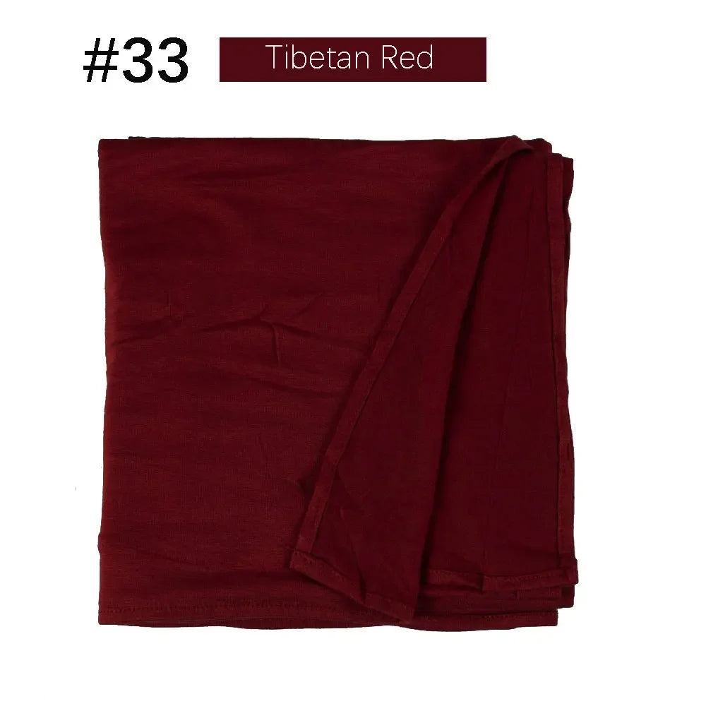 Muslim Women Stretchy Jersey Hijab Plain Cotton Jersey Hijabs  Islamic Soft Turban Head Wraps Headscarf 170X60cm