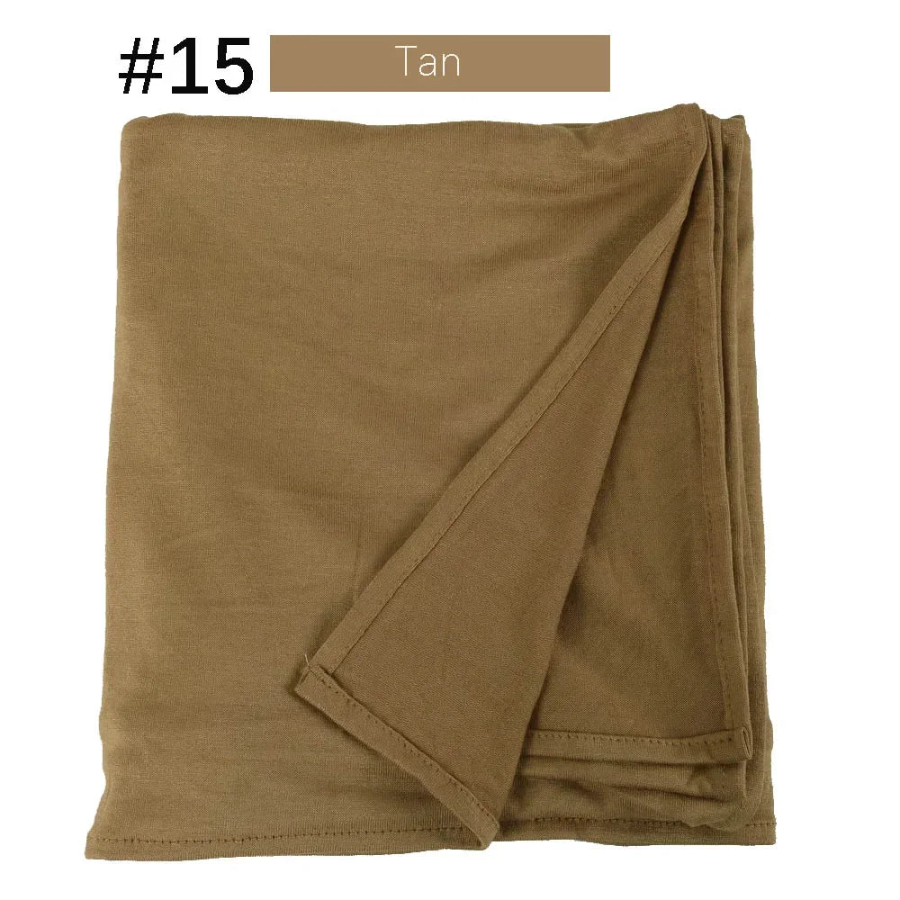 Muslim Women Stretchy Jersey Hijab Plain Cotton Jersey Hijabs  Islamic Soft Turban Head Wraps Headscarf 170X60cm