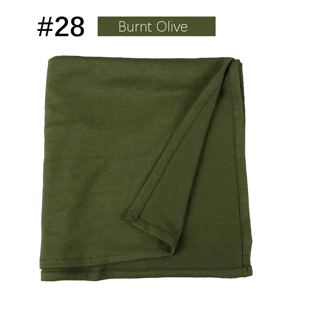 Muslim Women Stretchy Jersey Hijab Plain Cotton Jersey Hijabs  Islamic Soft Turban Head Wraps Headscarf 170X60cm