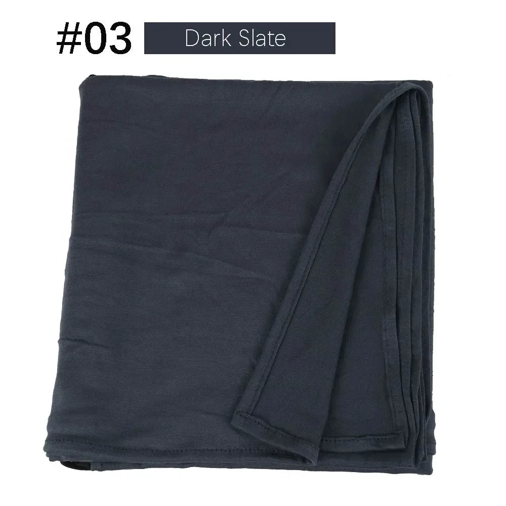 Muslim Women Stretchy Jersey Hijab Plain Cotton Jersey Hijabs  Islamic Soft Turban Head Wraps Headscarf 170X60cm