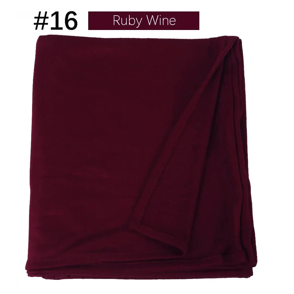 Muslim Women Stretchy Jersey Hijab Plain Cotton Jersey Hijabs  Islamic Soft Turban Head Wraps Headscarf 170X60cm