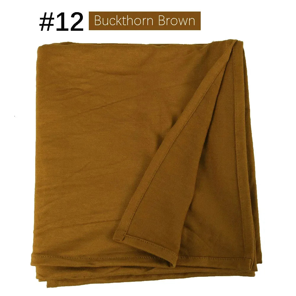 Muslim Women Stretchy Jersey Hijab Plain Cotton Jersey Hijabs  Islamic Soft Turban Head Wraps Headscarf 170X60cm