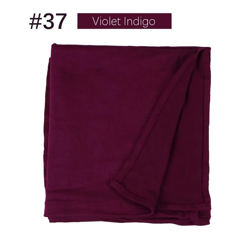 Muslim Women Stretchy Jersey Hijab Plain Cotton Jersey Hijabs  Islamic Soft Turban Head Wraps Headscarf 170X60cm