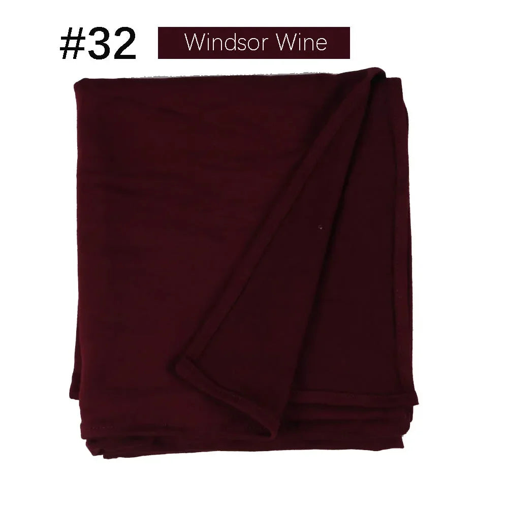Muslim Women Stretchy Jersey Hijab Plain Cotton Jersey Hijabs  Islamic Soft Turban Head Wraps Headscarf 170X60cm